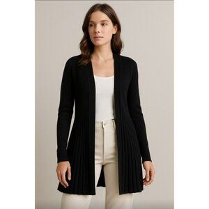 Cashmere Charter Club Luxury Pleated Open-Front Cardigan (Deep Black, XS)